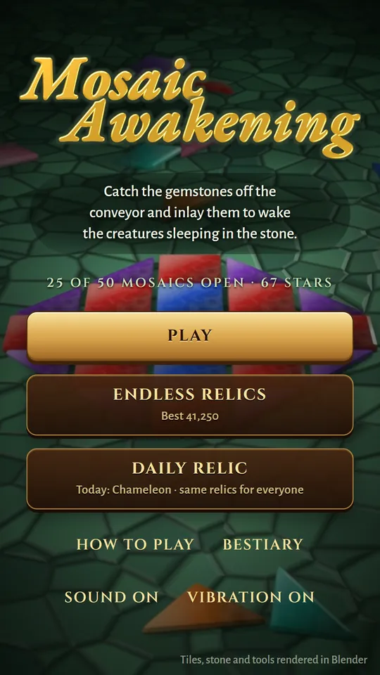 The Mosaic Awakening title screen
