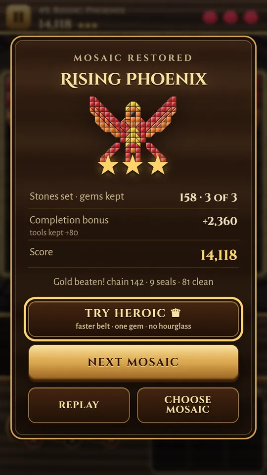The Rising Phoenix mosaic restored with three stars