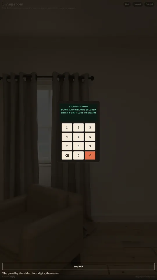 The security panel by the slider, asking for a code